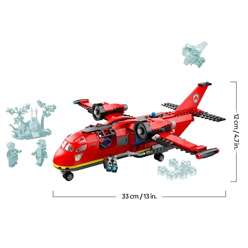 City Aereo Antincendio, Giocattolo dei Vigili del Fuoco per Bambini e Bambine da 6 Anni in su, Aeroplano con Portellone Apribile Lancia Elementi Acqua, 3 Minifigure dei Pompieri e Jetpack 60413 - Lego - Immagine 8