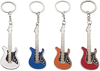 4PCS Guitar Model Keychain for Men Mini Cute Bass Key Chain for Handbag Keyring Electric Guitar Rock Band - Pack of 4