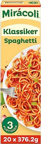 Mirácoli Fertiggericht Klassiker Spaghetti, 3 Portionen, 20 x 376.2g | 20 Packungen, Spaghetti mit Tomatensauce, Original Würzmischung, 3 Portionen pro Packung