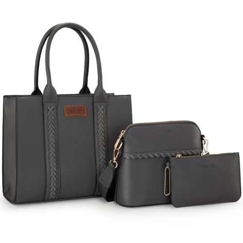 Image of Wrangler 3PCS Purses for Women Tote Bag Crossbody Handbag and Wallet Set with Guitar Strap