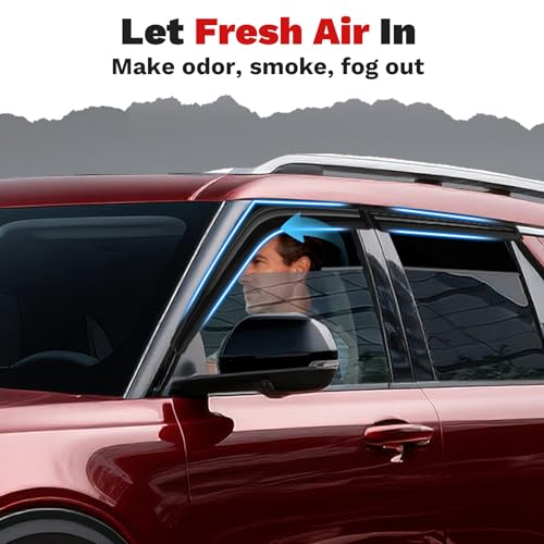 Image of Canvcle Explorer Rain Guards - Window Visors for 2020-2025 2026 Ford Explorer, Outside-Mount Tape-On Side Window Wind Deflectors for Frontier Accessories, Vent Visors Shades Rainproof Black 4PCS