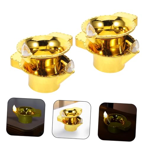 Bougies à piles chic en plastique doré avec flamme vacillante - 6