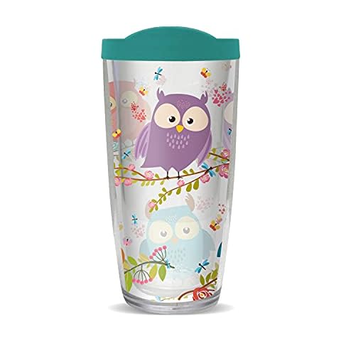 FREEHEART Tree Owls 22oz Tumbler with Teal Lid Cover
