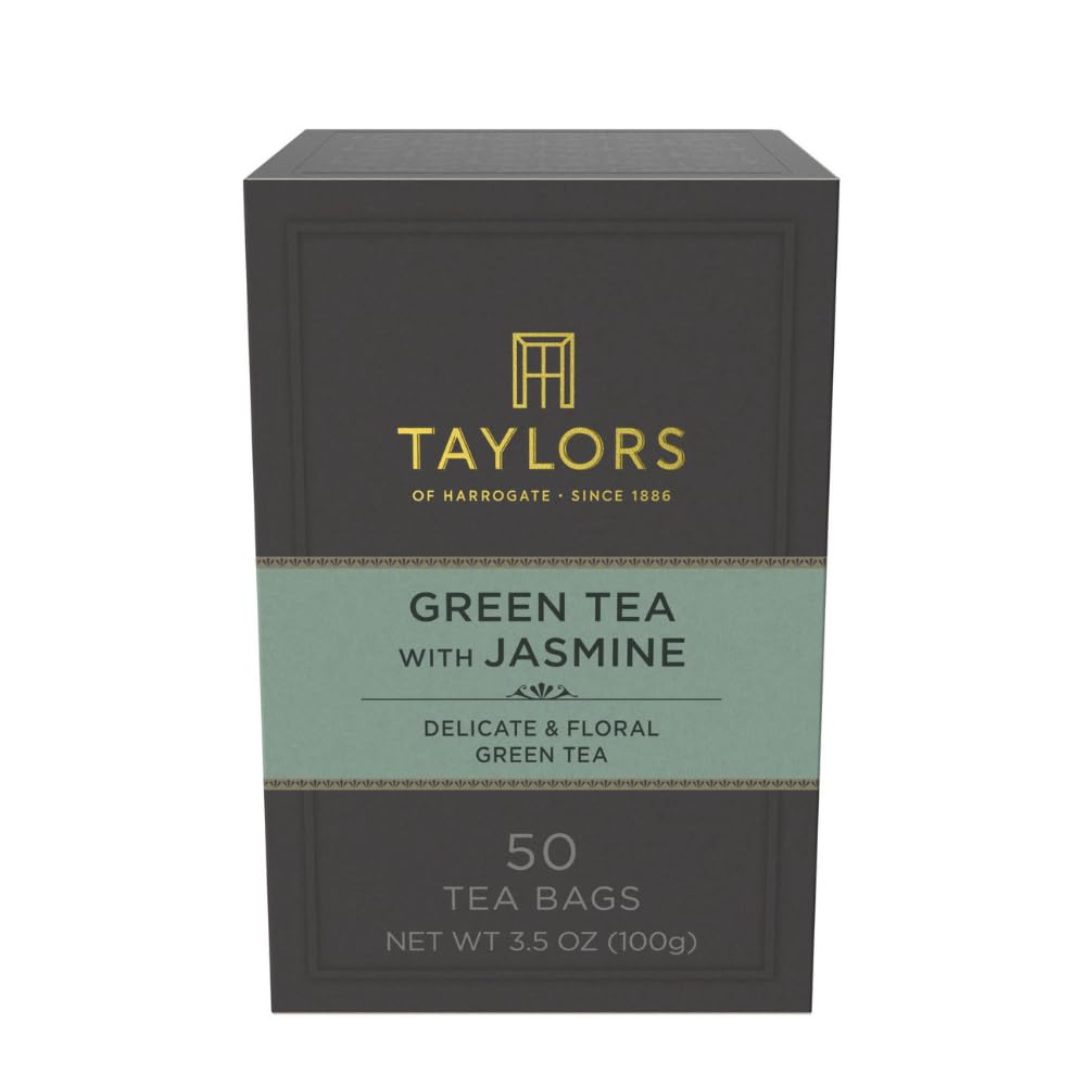 Green Tea with Jasmine, Pillow Tea Bags, 50 Count (Pack of 1), Delicate, Floral and Sweet, Caffeinated, Enjoy Hot or Iced, 50 Teabags