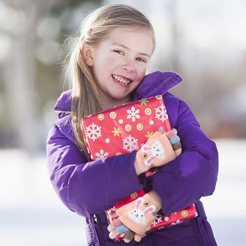 Kids Fingerless Gloves Winter Warm Convertible Flip Top Gloves Soft Knit Lining and Cute Cartoon for Kids Boy Girls4