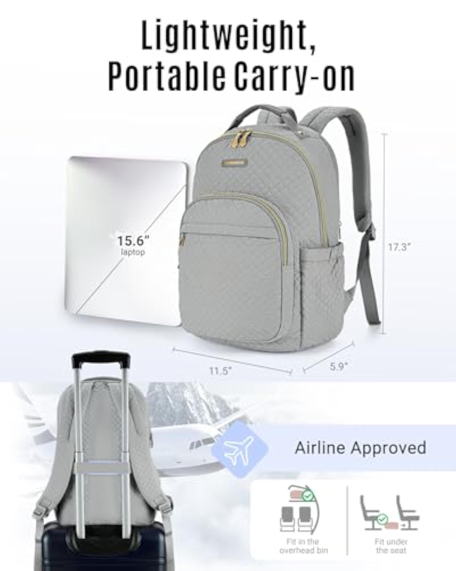 Women's 15.6 Inch Anti-Theft Laptop Backpack with USB Charging Hole