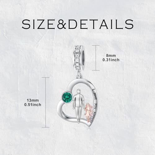 Image of PROESS Father Mother Daughter Charm fit Charms Bracelet Sterling Silver Charms for Bracelets Birthday Valentines Day Gifts for Daughter Mother Lover