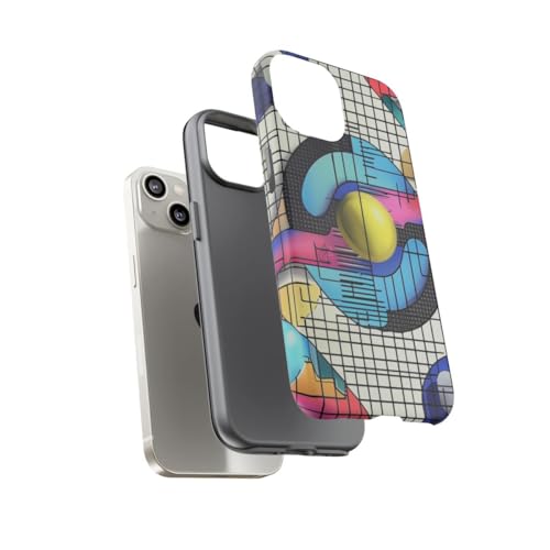 Coque rigide iPhone 14 motif géométrique abstrait bleu mat