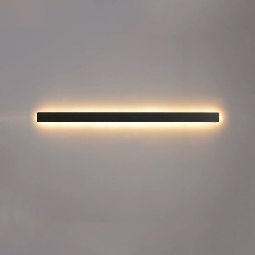 SXECAEPS Rectangular LED Black Wall Sconce Minimalist Lamp Linear Light Fixture 3000K Sconces Lighting, Vanity Bar Lights for Bedroom Living Room Office Hallway(100cm)
