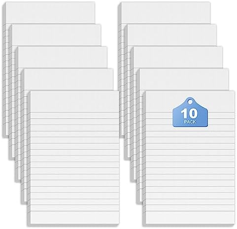 10 Pack Note Pads Small 4x6 Inch Lined Writing Memo Pads Refills Scratch Pads with 50 Sheets Each Pad Narrow Ruled Mini Pocket Notebook Writing Pads of Paper for Daily Work Planning and Organization