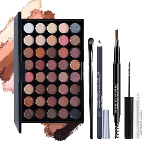 All in One Eye Makeup Set, Complete Eye Makeup Set with 40 Shades Eyeshadow Palette, Eyeliner, Mascara, Brow Pencil and Brush, Travel Friendly Make Up Kit Gift for Teen Girls