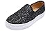 FEVERSOLE Women's Fashion Slip On Sneaker Casual Platform Loafers Glitter Black Size 8 M US