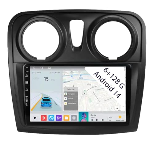 【6+128GB】Keconsing Autorradio Android 15 de 9 pulgadas Radio para Renault Dacia Logan 2 Sandero B52 2012-2019 Carplay Car Play inalámbrico Navi Pantalla Navegación Reproductor Estéreo Pantalla táctil