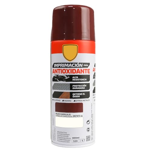 various Pintura Spray Imprimacion Antioxidante Rojo Carruaje de 400 ml Protección Contra la Corrosión Adecuado para las Superficies de Metal, Aluminio,Hierro y Otros metales Pack de 1 Unidad