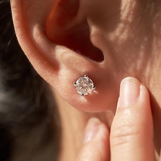 Moissanite Stud Earrings for Women, 1-4ct Total, 925 Sterling Silver for Women Men, D Color VVS1 Clarity Round Lab Created Diamond Earrings - Image 5