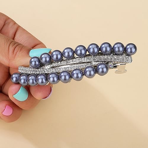 Accessoire cheveux mariage barrette vintage perles bleu strass pour sublimer coiffure invitée