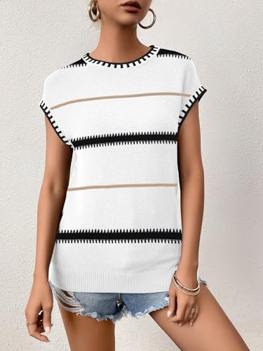 Cap Sleeve Sweater Tops for Women 2026 Knit Summer Sleeveless Tank Vest — view 4