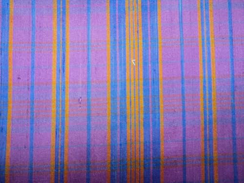 Dupion 100 % soie au mètre tissu bleu violet moutarde largeur 137 cm - 3