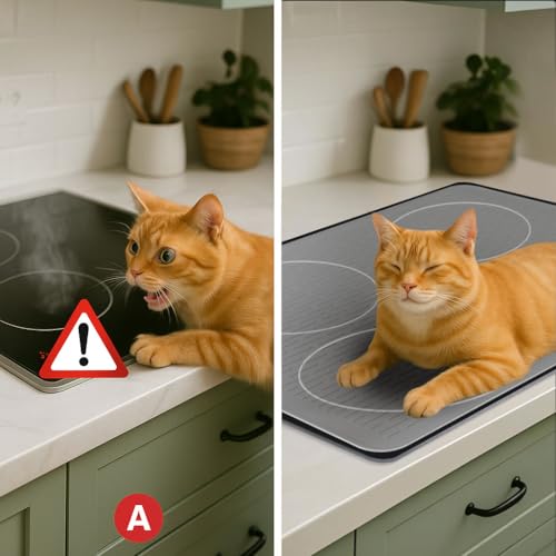 Image of Stove Top Cover for Electric Stove - Food Grade Ceramic Stove top Cover, Silicone XXL Dish Drying Mat, Glass Cooktop Covers, Flat RV Range top Mats (Hyaline,30x21)