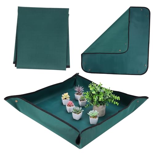 CIYODO Indoor Umtopfmatte Langlebigem mit Rutschfester Unterseite und Leicht zu Verstauen Vielseitige Gartenarbeitsmatte für Umtopfen Pflanzenpflege und Sukkulenten Dunkelgrün