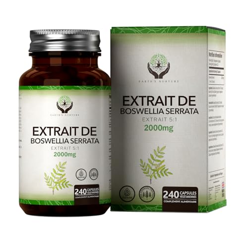 EN Boswellia Serrata | Boswellia Haute Teneur 5:1 Extrait - 2000 mg Boswelia par Portion | 240 Gélule | Sans OGM Sans Gluten Sans Produit Laitier | Fabriqué au Royaume-Uni