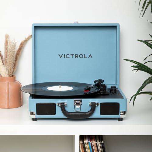 Tocadiscos portátil con altavoces integrados y Bluetooth para discos de vinilo 2