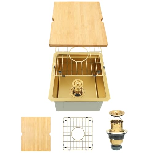 Image of Gold Bar Sink, 15 inch x 17 inch Stainless Steel Undermount Sink