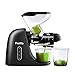 Fretta Extractor de zumos y verduras-Licuadora prensado en frío-Cold press slow juicer machine-El gran canal de alimentación ahorra tiempo y esfuerzo-100% libre de BPA y fácil de limpiar（Negro）