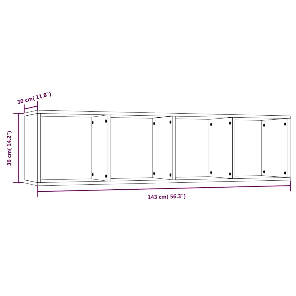 Scaffale da parete in legno di rovere affumicato, 143 x 30 x 36 cm, per soggiorno, camera da letto, cucina, cameretta dei bambini, ufficio, salvaspazio, decorazione salvaspazio, organizer