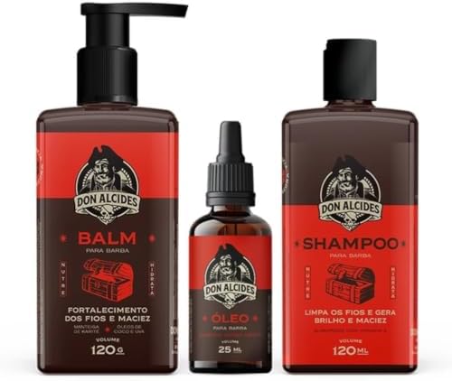 Kit Guarda Don Alcides - Balm, Shampoo E Óleo - Barba Negra