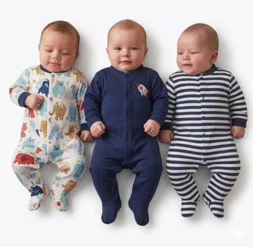 Image of 100% Cotton Baby Rompers /Sleepsuits /Jumpsuit /Night Suits for Baby Boys & Girls, Infants, New Borns