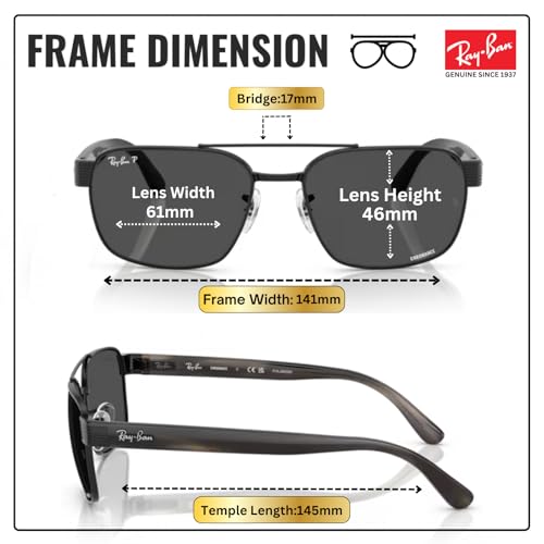Image of Ray-Ban RB3751CH CHROMANCE POLARIZED Square-Round Shape Sunglasses for Men & Women with Official Eyewear Kit