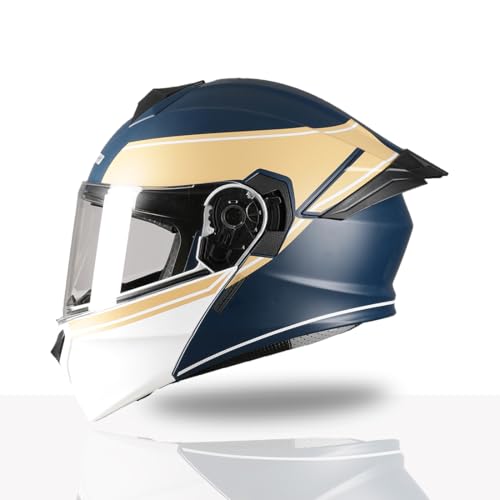 Image of TVS Racing SuperPose Smoked Dual Visor Flip Up Modular Helmet for Men and Women, ISI DOT Certified, ABS Shell, Quick Release Visor, Lightweight, Ventilated, Open Face to Full Face