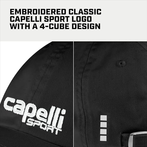 Capelli Sport Hat, Youth Classic Adjustable Baseball Cap with Curved Brim, Black/White3