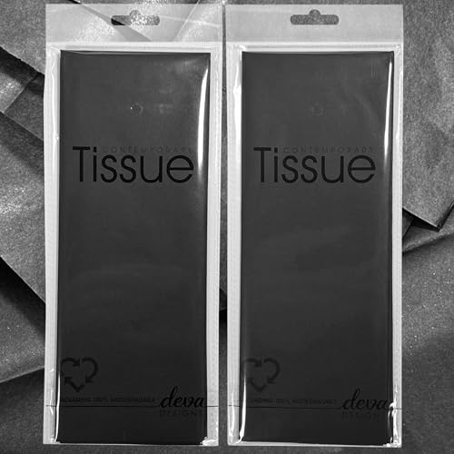 Black Tissue | 8 Sheets 50x70cm | 2 Packs Each with 4 Sheets Premium Quality Tissue | Biodegradable Packaging | Ideal for Gift Wrapping and Crafting