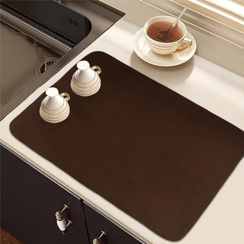 Image of Kuber Industries Dish Dry Mat | Microfiber Drying Mat | Kitchen Drying Mat | Reversible Mat | Kitchen Absorbent Mat | Dish Dry Mat for Kitchen | 38x50 | Pack of 2 | Brown