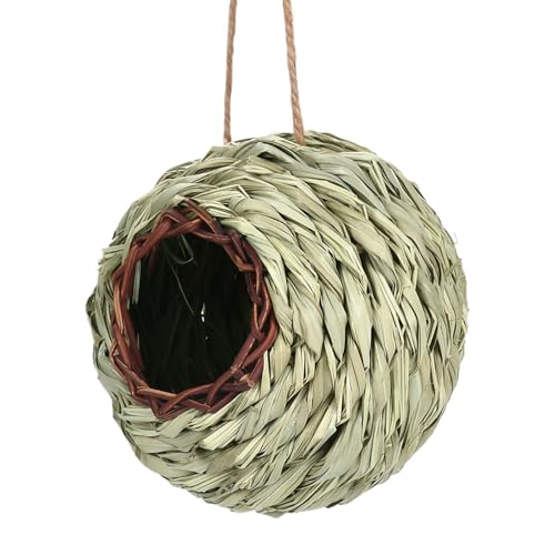 Bird Nest,取り付け可能な屋外用ハチドリ巣箱 自然風小屋型バードハウス - 手編みハット 吊るし型 バードハウス 屋内・屋外 ホーム 芝生 バルコニー ガーデン 木 窓 パティオ用