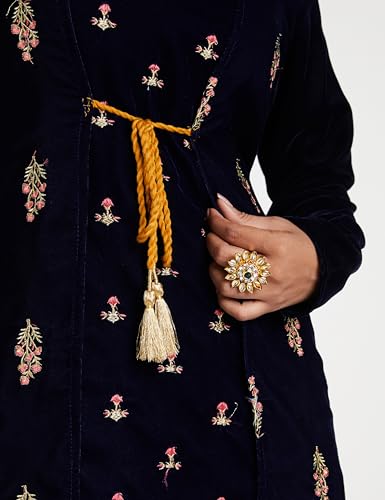 Image of Amazon Brand - Myx Women Festive Embroidered Velvet Kurta (Available in Plus Sizes)