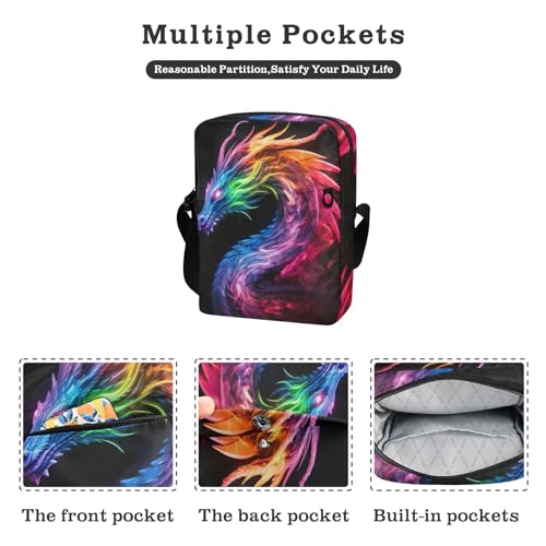 Crossbody Bag Color Flame Dragon Messenger Bag for Women Men Purse Shoulder Bag Satchel Bag with Adjustable Strap 214A05682