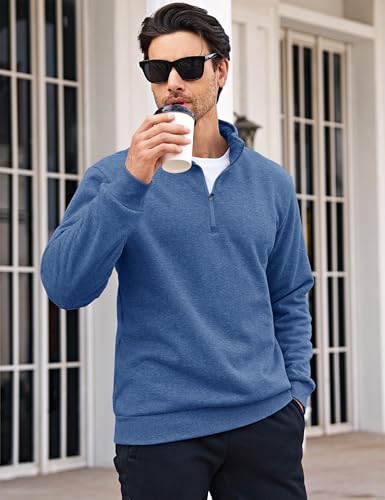 Image of MAGCOMSEN Men's Sherpa Lined Quarter Zip Fleece Heavyweight Pullover Winter Warm Sweatshirts