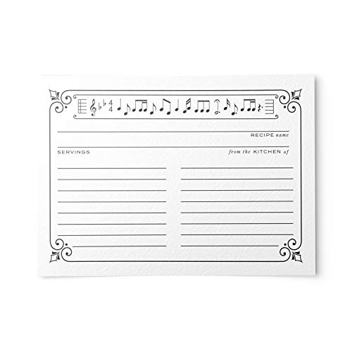50 Music Notes Recipe Cards from Dashleigh, 4x6 inches, Double-Sided
