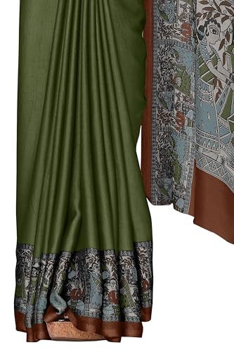 Image of MIRCHI FASHION Saree for Woman Chiffon Madhubani Print | Breathable Comfortable Printed Saree for Office and Regular Use (Available in 15 Designs)