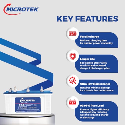 Image of Microtek Dura Long M1502424JT | 150Ah Jumbo Tubular Inverter Battery with Advanced Dura Core Technology for Longer Battery Life with 48 Months of Warranty Suitable for Home, Office & Shops