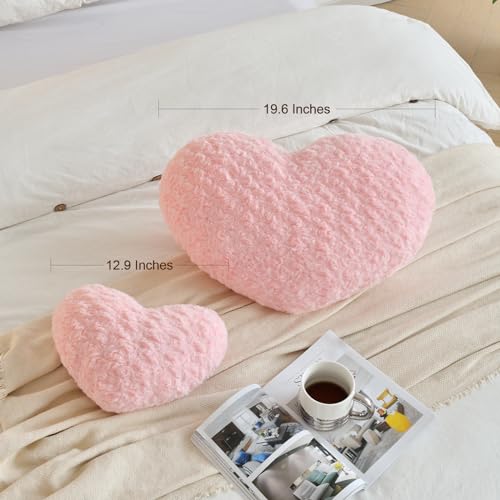 ZCNYCLAM Heart Pillow, Soft Heart Shaped Pillow with Room Decorative Throw Pillows for Bed Couch Chair Sofa, Heart Shaped Cute Throw Pillow Cushion for Bedroom Living Room (Pink, Large 19.6" x 15.7") — view 4