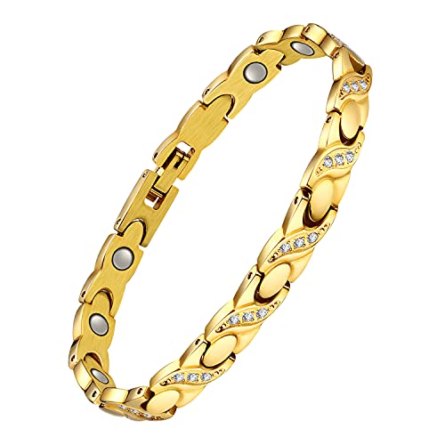 Bracelet magnétique en acier titane argenté queue de poisson pour femme réglable avec outil