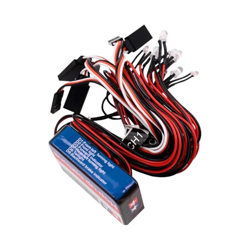 Hsthe Sea RC Kit de iluminación para Coche, Kit de Sistema de iluminación de Freno de dirección de 12 LED, Luces de Coche de simulación, Adecuado para Coche/Camión/Oruga RC 1/10