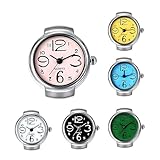 Cdycam 6Pcs Mini Finger Watch Anello Creativo Elastico Cinturino Rotondo Al Quarzo Anello Orologi Anello Regolabile Orologio Quadrante Rotondo Design