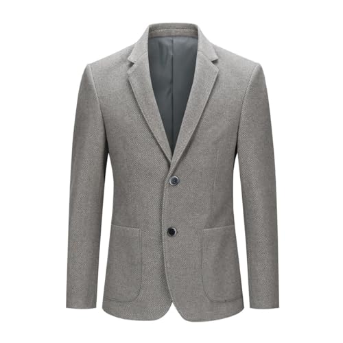 Image of Allthemen Mens Tweed Check Blazer Herringbone 2 Buttons Slim Fit Suit Jacket Wool Blazer Jackets #1205 Dark Grey L