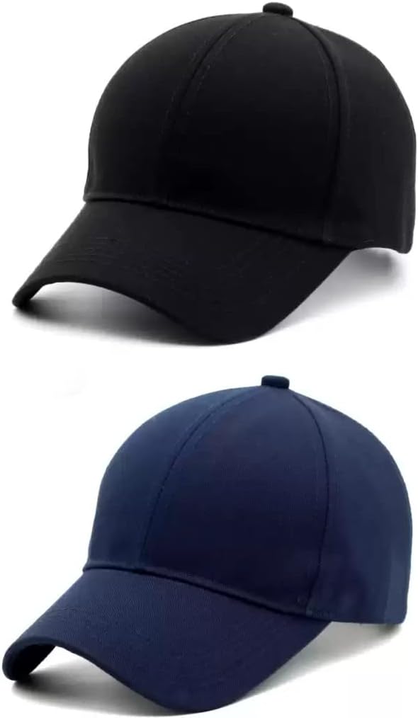 BAYEMAMen's Cotton Cap (B-CAP_Black And Navy_Free Size)