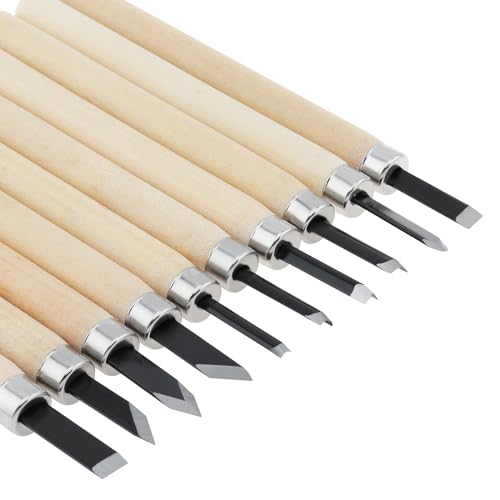 OriGlam 10pcs Professional Wood Carving Chisel Set - Carbon Steel Woodworking Tools, Power Grip Chisels Great for Carving and Woodworking by OriGlam - Used condition - Image 8